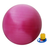 Bola Suíça De Pilates Yoga Exercício Rosa De 55cm + Bomba