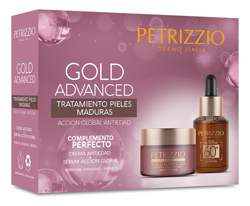 Set De Crema + Sérum Antiendad Gold Advanced