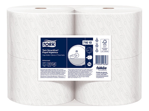 Papel Higiénico Jumbo Blanco Hd Tork 4 Rll X 200 Mt