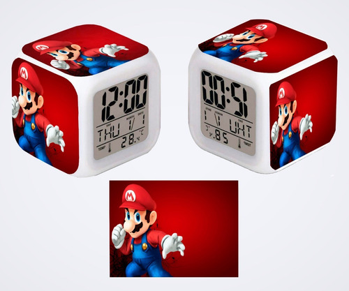 Reloj Despertador Multiluces Super Mario, Variados Diseños