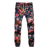 Leggins Florales De Algodón Y Lino Con Cordones Para Hombre,