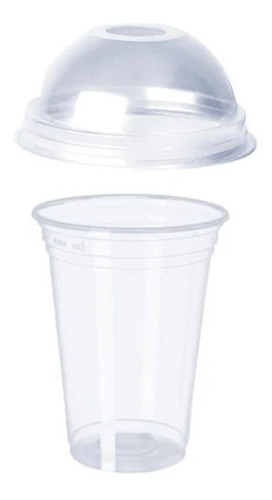 Vaso Transparente Pet 500cc / 16 Oz Reutilizable 50un C/tapa