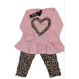 Conjunto  Infantil Calça Legging E Blusa Manga Longa Menina 