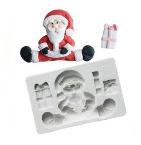 Molde Silicon Santa Con Regalos Navidad Fondant Manualidades