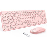 Teclado Y Mouse Inalambricos Con Receptor Usb Y Tipo C Rosa