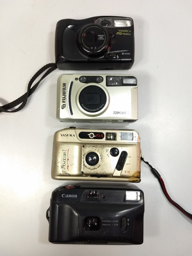 Lote 4 Câmeras Antigas Yashica Fujifilm Canon Hn -defeito-
