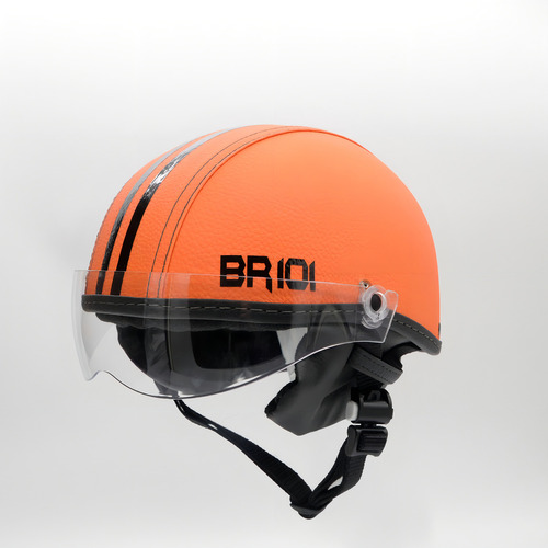 Capacete Coquinho Bike Moto Scooter Elétrica Skate Patins Cor Laranja Tamanho P Viseira Cristal