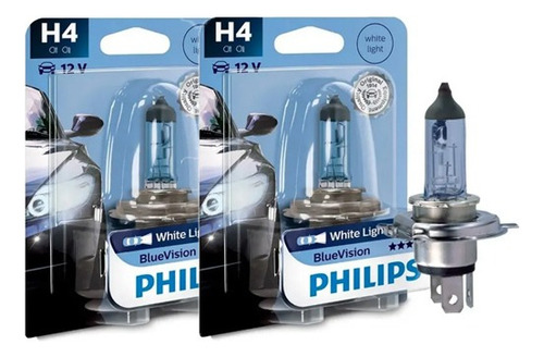 Lâmpadas Farol Fiat Strada Philips H4 Bluevision