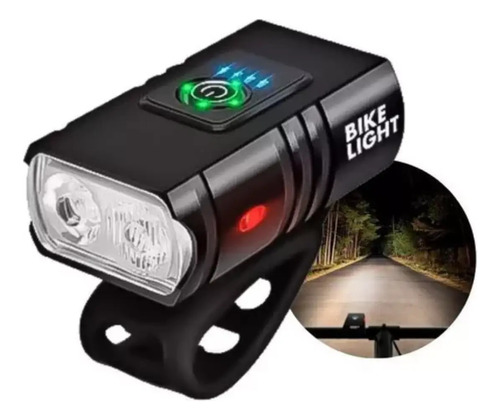 Farol De Bike 2 Led Cree T6 Recarregável Usb Medidor 800 Lum