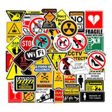 Set X 50 Stickers Advertencias Señales Alerta Divertidas Pc