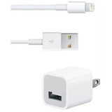 Cargador Cubo + Cable Compatible iPhone 5 Se 6 6+ 6s 7 8 5w Color Blanco