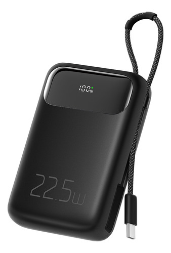 Powerbank Con Cable 22.5w Display Digital 10000mah 1c+1a (c) Negro