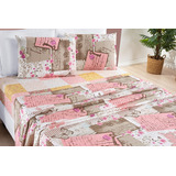 Jogo De Cama Lençol Bouti Casal King Box 04 Peças Estampado Desenho Do Tecido Patchwork Rose