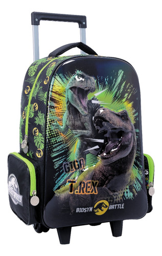 Jurassic World Mochila Carro 17 PuLG Escolar Dinosaurios Edu Color Negro 77121 Diseño De La Tela Estampado