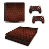 Skin Personalizado Ps4 Slim Textura Negro Naranjo (1063)