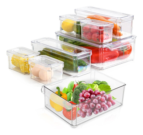 Organizador Refrigerador Cocina Set 7 Contenedores Con Tapa