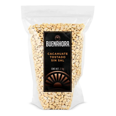Cacahuate Natural Tostado Pelado Sin Sal Buenahora 2kg Snack Saludable, Rico En Proteína Y Energía, Ideal Para Deportistas, Recetas Y Dietas Equilibradas Roasted Unsalted Peanut Shelled