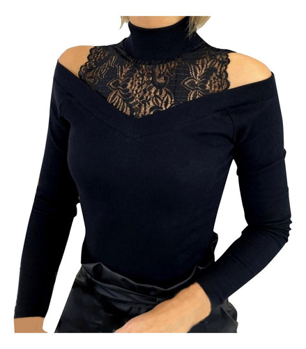 1n Blusa De Mujer Color Puro Encaje Empalme Sin Tirantes Lo