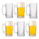 Set X6 Vasos Para Cervezas En Vidrio Vaso Cervecero Cristal