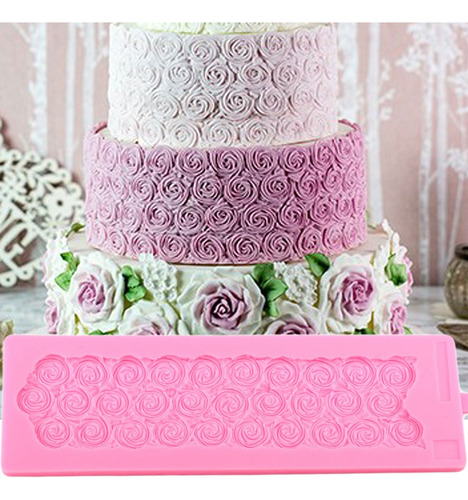 Molde Silicona Textura Rosas Roseton Torta Porcelana Fondant