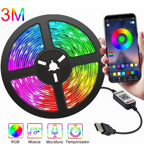 Tira De Luces Led App Bluetooth Control Rgb Tiras Led 3m