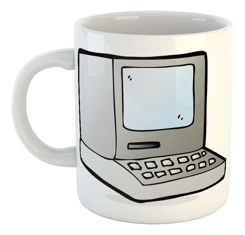 Taza Ceramica Computadora Antigua Masintosh Gris