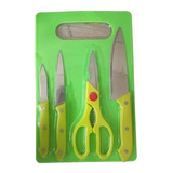 Juego Set Cuchillos X5 Piezas Tijeras Tabla Picar Cocina