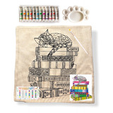 Kit Funda De Cojín Para Pintar Libros Y Gato