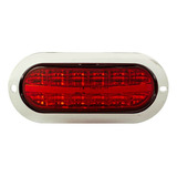 Plafon Oval Rojo 12 Leds Alta/baja/estrobo Bisel Cromado