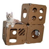 Playground Gatos 3 Cubos Toca Nicho Labirinto Torre Mdf