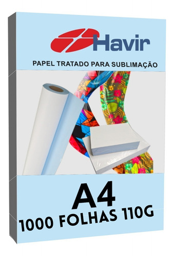 Papel Havir Transfer Sublimático 1000fls A4 Fundo Azul 110g