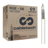 Kit 2 Caixa Cabo Coaxial Rg6 Branco 60% Bobin 100m Cabletech