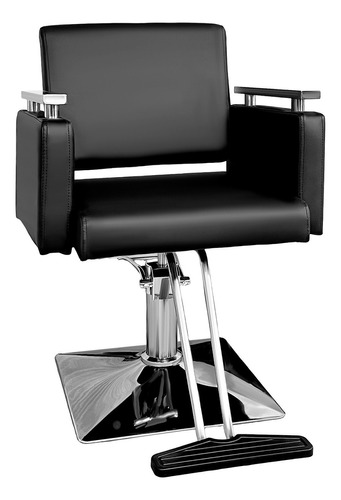 Sillon Silla Barberia Estetica Cuadrada 360° Moderna Color Negro Tipo De Respaldo Fijo