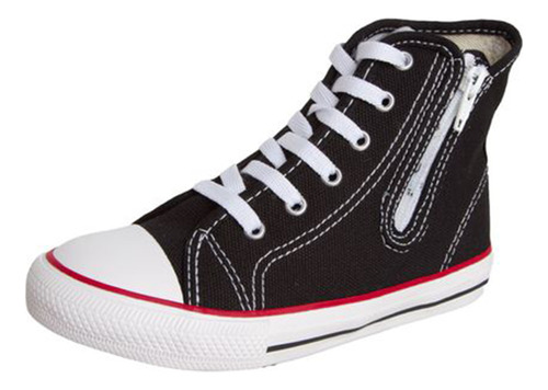 Tenis Infantil Star Preto Ziper Cano Alto Canvas All 28 A 36