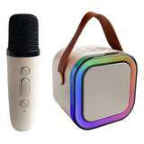 Mini Parlante Karaoke Con Micrófono Bluetooth Y Luz Neón