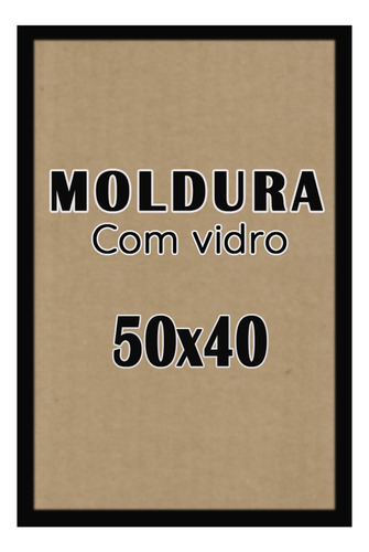 Moldura Decorativa 50x40 Para Foto C/ Vidro Cor Preto
