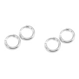 Kit 2 Pares Aretes Candongas Aro Unisex Plata Ley 925 10mm