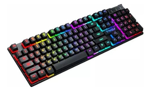 Teclado Gamer T-volf T20 Qwerty Padrão Americano Cor De Teclado Preto Idioma Inglês Us