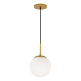 Luminária Teto Pendente Globo Vidro Jabuticaba Dourado 20cm