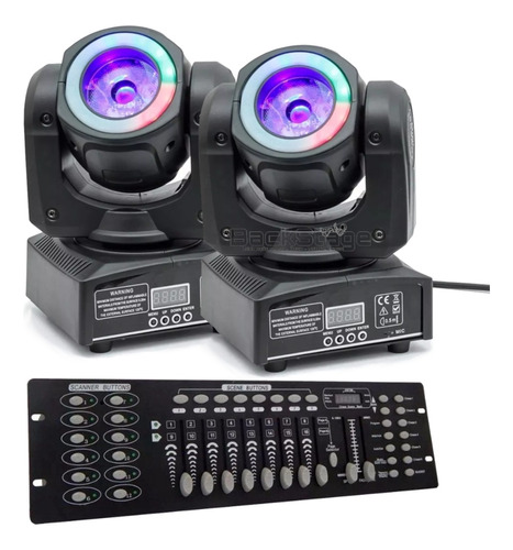 2 Moving Farol Beam 60w 2in1 Color Rgbw Led + Mesa Dmx 512