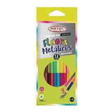 Lapices Bicolor 12 Unidades 24 Colores 12 Fluor 12 Metalicos