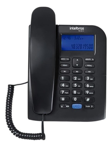 Telefone Com Fio E Identifiador Tc60id Preto Intelbras Novo