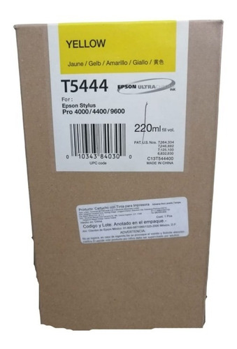 Cartucho De Tinta Para Epson Plotter Pro 4000 Yellow T5444
