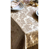 Toalha De Mesa 2,70mx1,60m. Jacquard E R.gripir Ocre+12guard