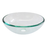 Lux Sany Ovalin-04 Lavabo Cristal Templado 31cm Con Bisel Acabado Transparente Color Verde Agua