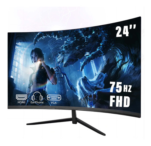 Monitor Gamer Curvo 24 Full Hd 1080p Hdmi Negro Para Juegos