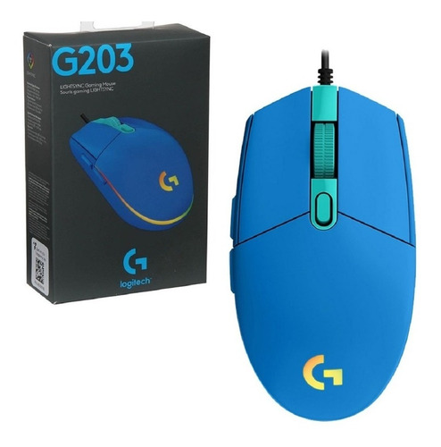 Mouse Logitech G203 Azul Lightsync Rgb Usb 6 Botones- Boleta