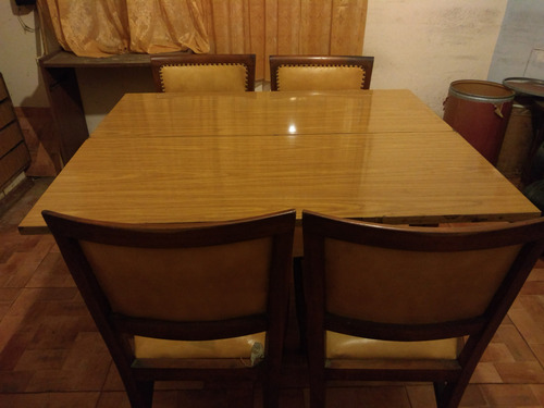 Set Mesa + 4 Sillas De Madera P/comedor/living. Mb Estado.