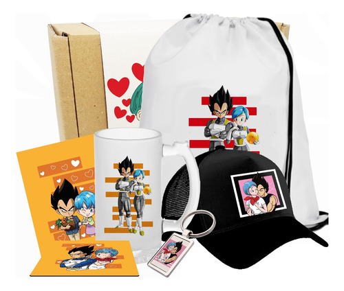 Caja De Regalo Dragon Ball Z/ Mug Vegueta/gorra/bulma&vegeta