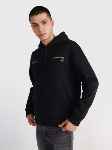 Sudadera Negra Urbana Estampado Espalda Hombre Calvin Klein